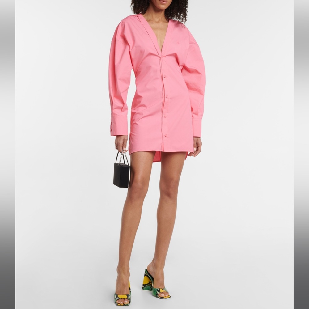 Attico 22 pink lala v neck shirt dress - size 38